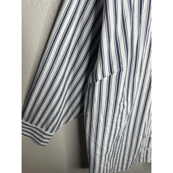Maeve by Anthropologie Shirt Womens 2X White Blue Striped Button Down Cotton - Picture 4 of 6